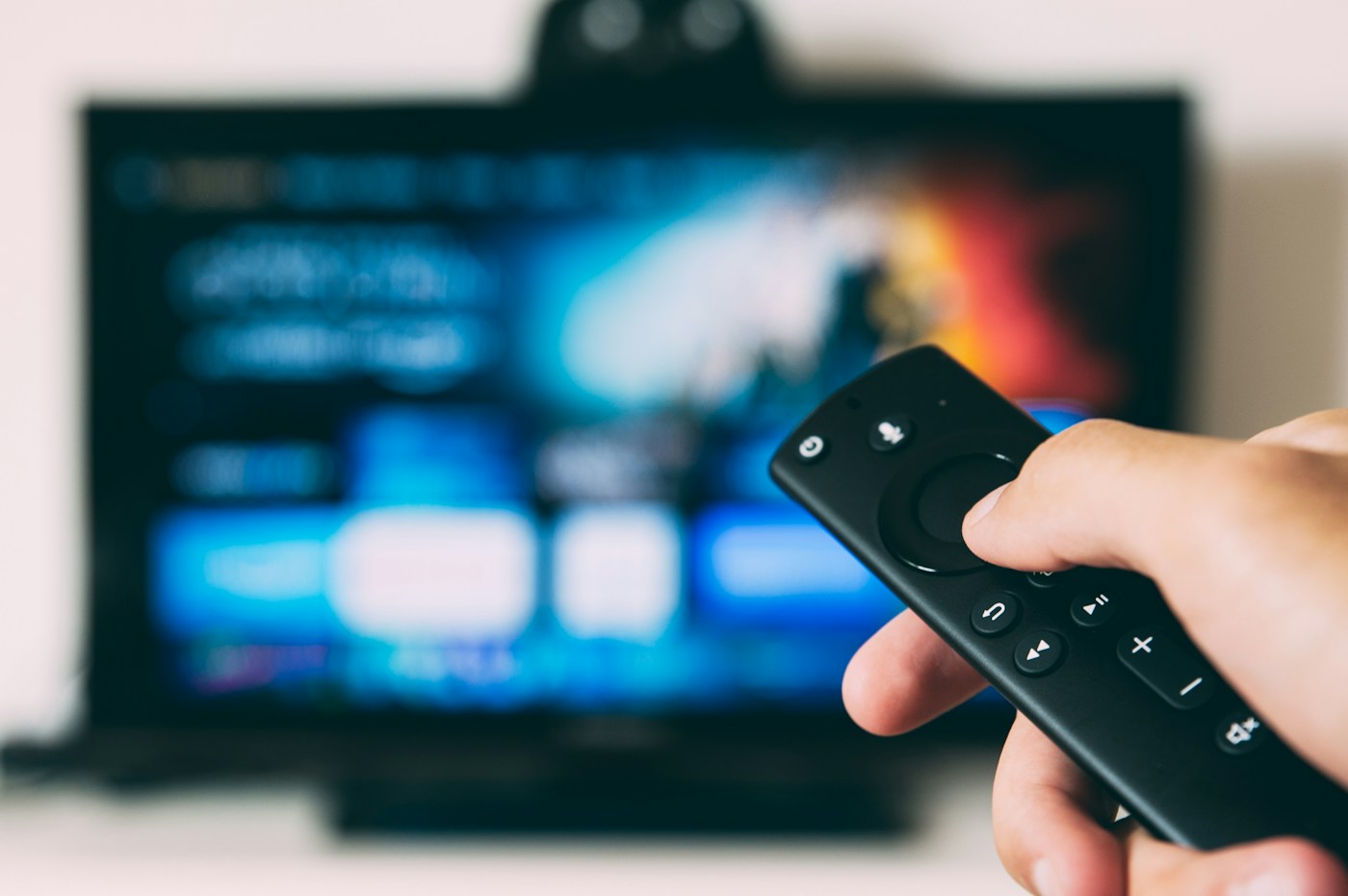 Television and remote control illustrating big-screen streaming